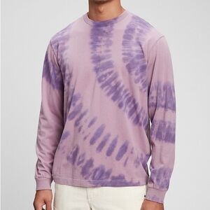 NWT - Gap Classic Long Sleeve T-Shirt in Purple Tie Dye Size XL